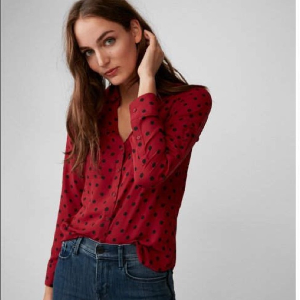 Express portofino shirt, red with black dots